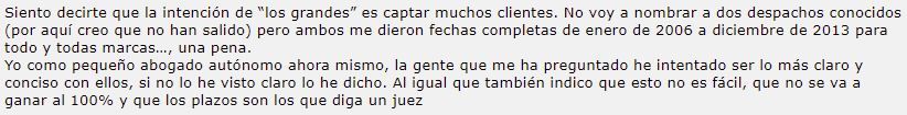 Mensaje de abogado autónomo en un foro